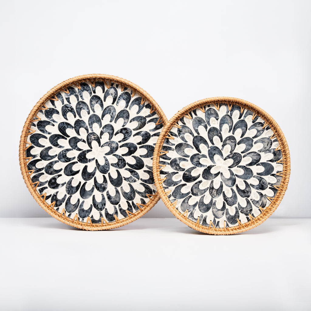 2 Piece Set of Round Serving Tray - Design E