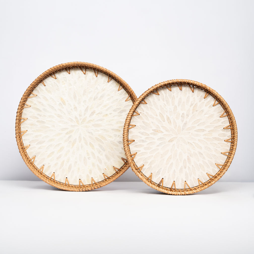2 Piece Set of Round Serving Tray - Design C