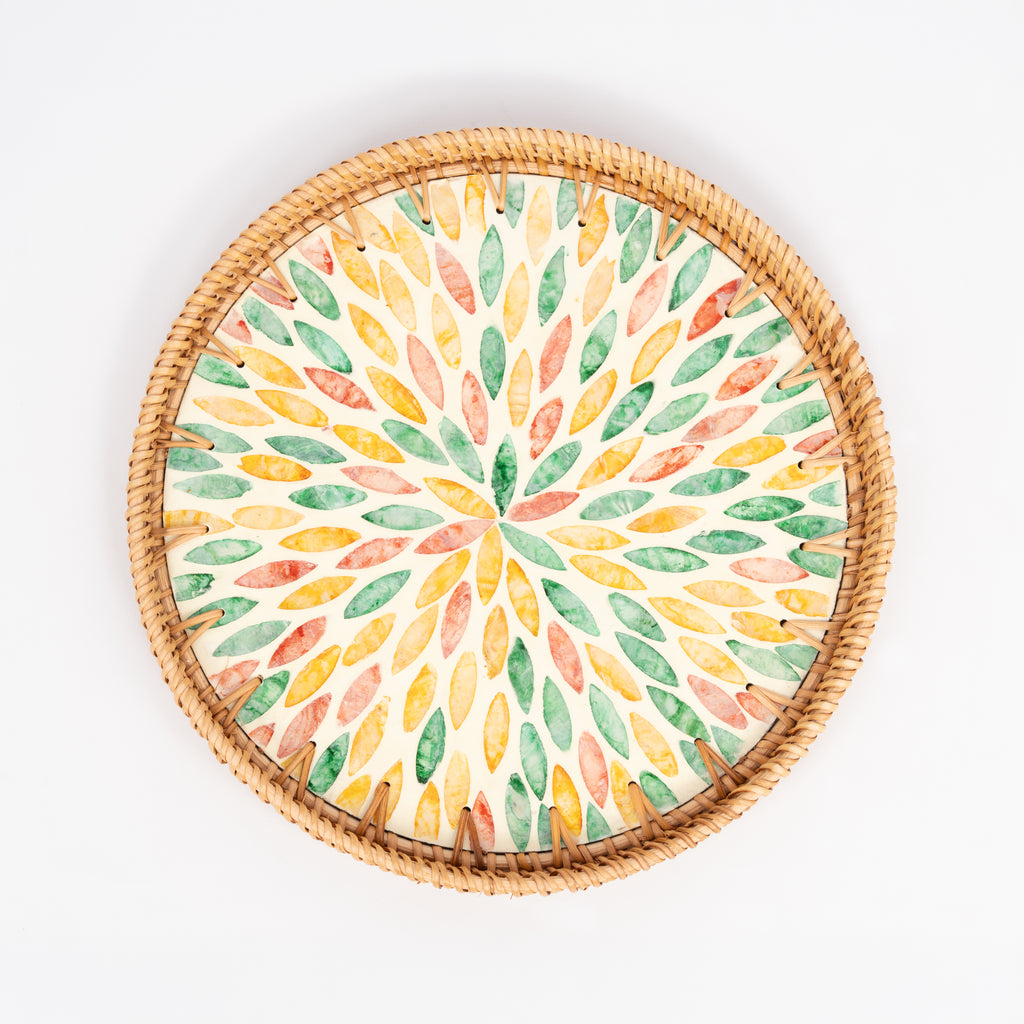 2 Piece Set of Round Serving Tray - Design A