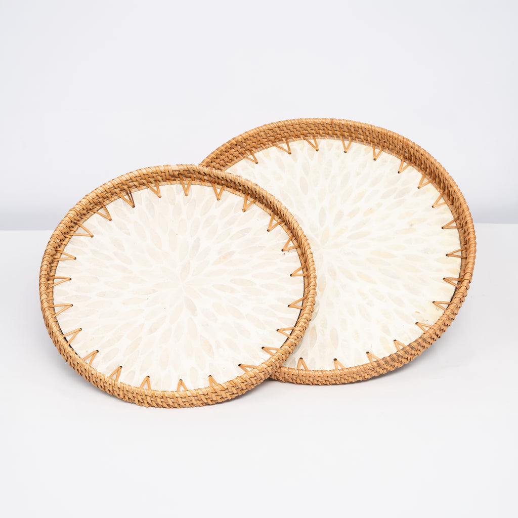 2 Piece Set of Round Serving Tray - Design C