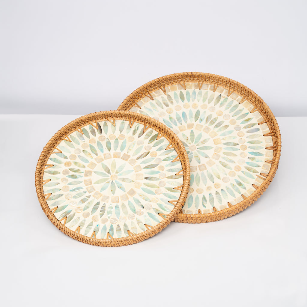 2 Piece Set of Round Serving Tray - Design B