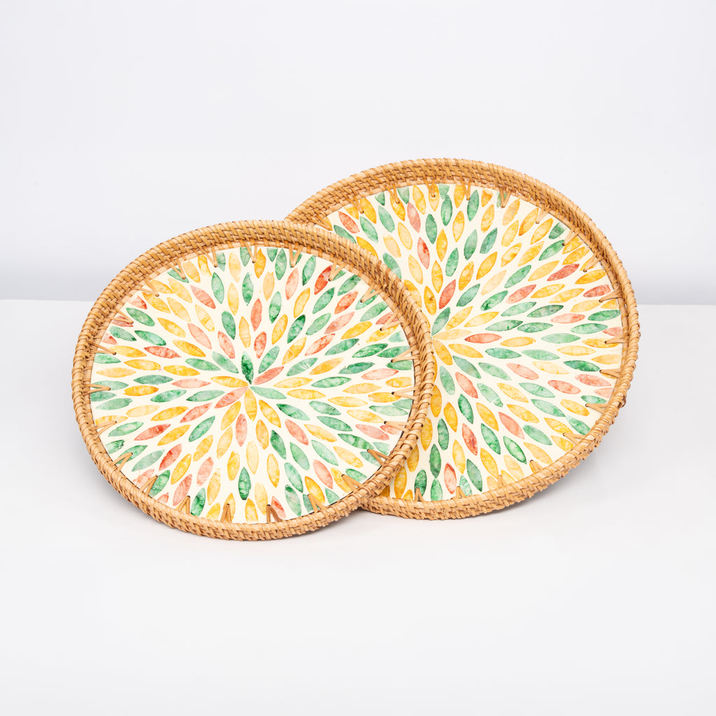 2 Piece Set of Round Serving Tray - Design A