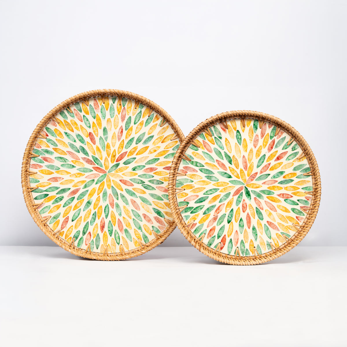 2 Piece Set of Round Serving Tray - Design A