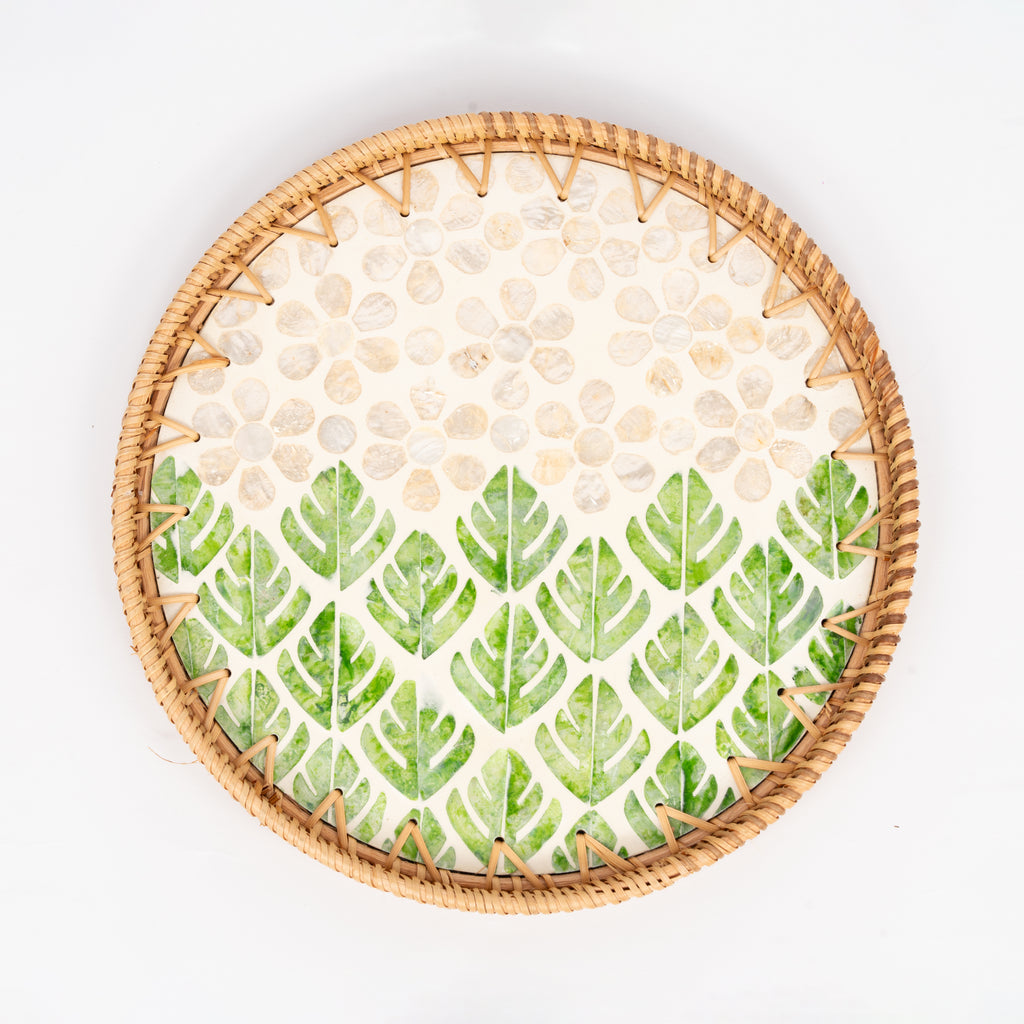 2 Piece Set of Round Serving Tray - Design D