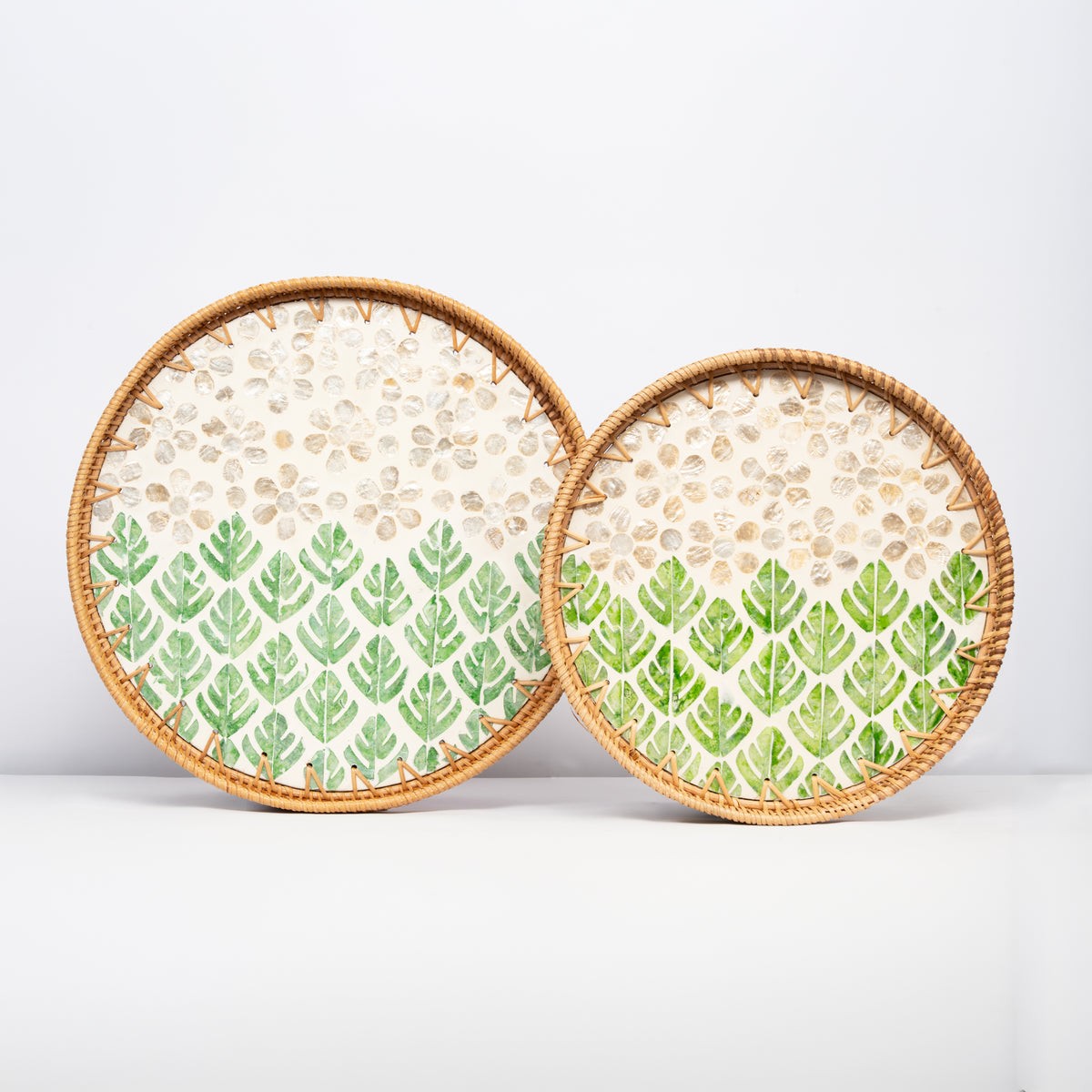 2 Piece Set of Round Serving Tray - Design D