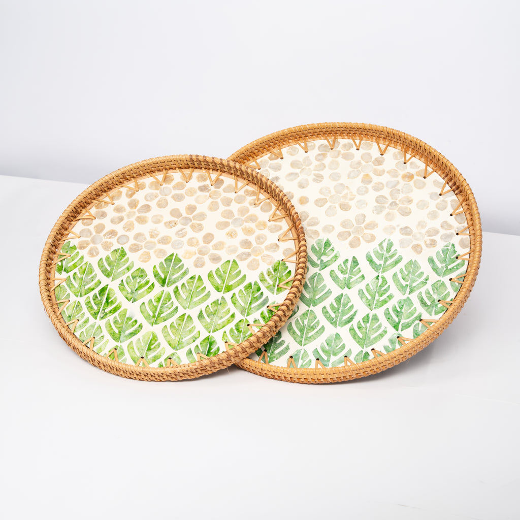 2 Piece Set of Round Serving Tray - Design D