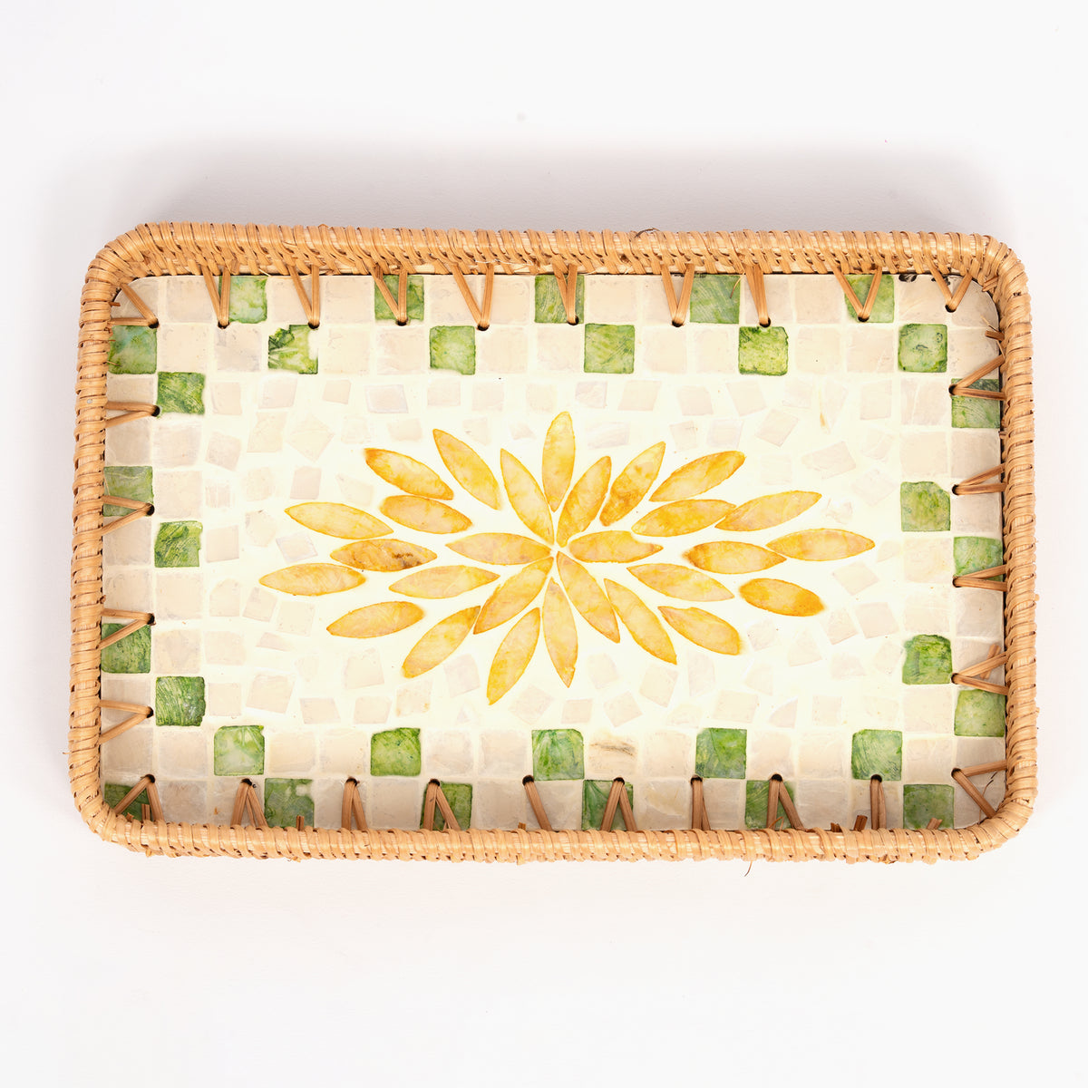 2 Piece Set of Rectangular Rattan Tray - Design B