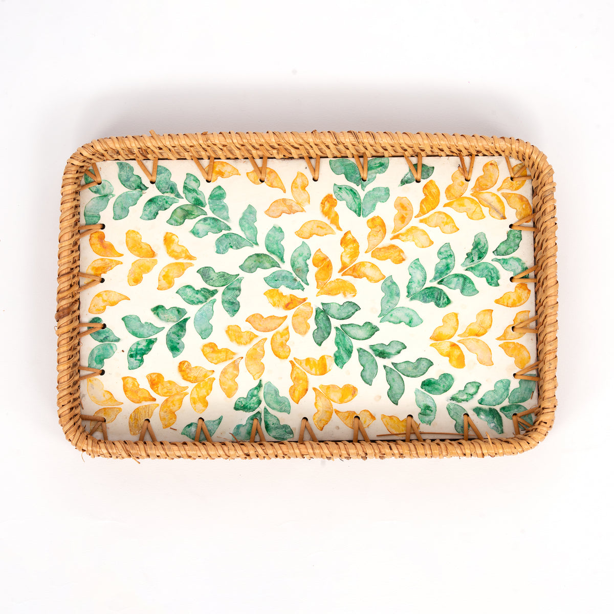 2 Piece Set of Rectangular Rattan Tray - Design A