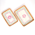 2 Piece Set of Rectangular Rattan Tray - Design C