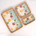 3 Piece Set of Ractangular Rattan Tray - Design D