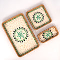 3 Piece Set of Ractangular Rattan Tray - Design A