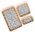 3 Piece Set of Ractangular Rattan Tray - Design C
