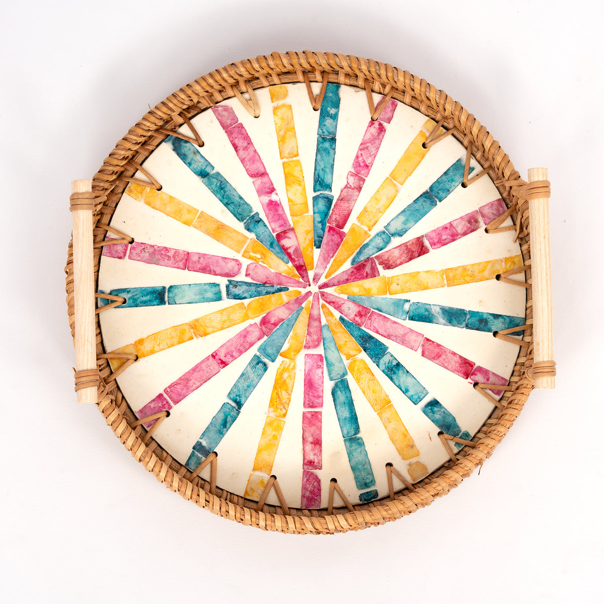 3 Piece Set of Round Serving Tray with Handles - Design B