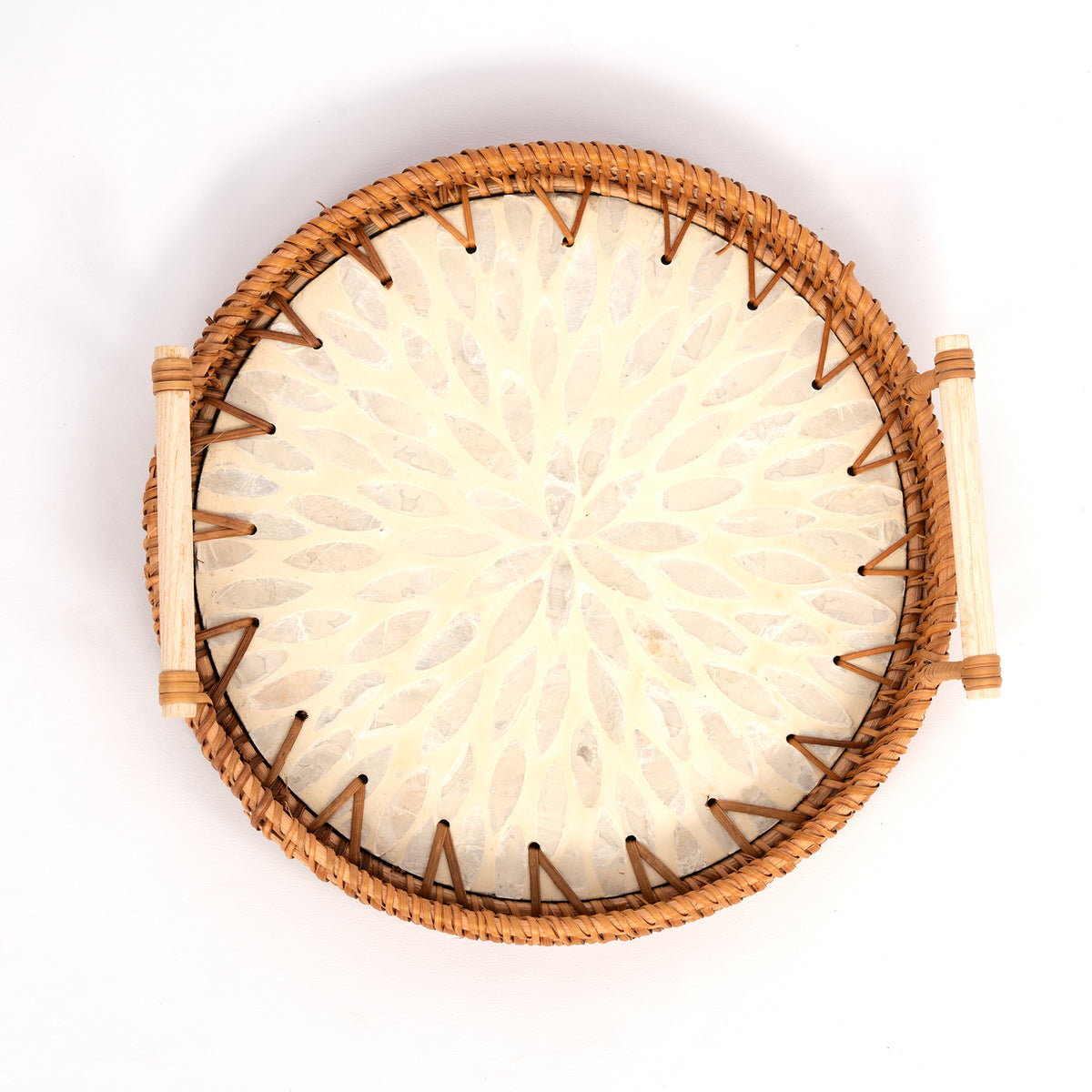 3 Piece Set of Round Serving Tray with Handles - Design A