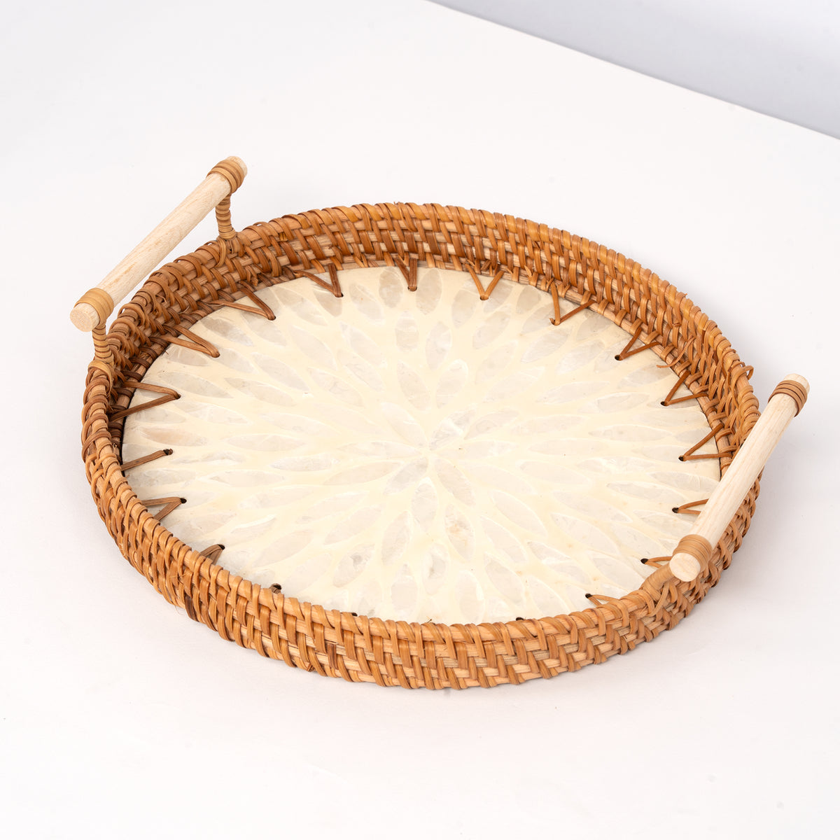 3 Piece Set of Round Serving Tray with Handles - Design A