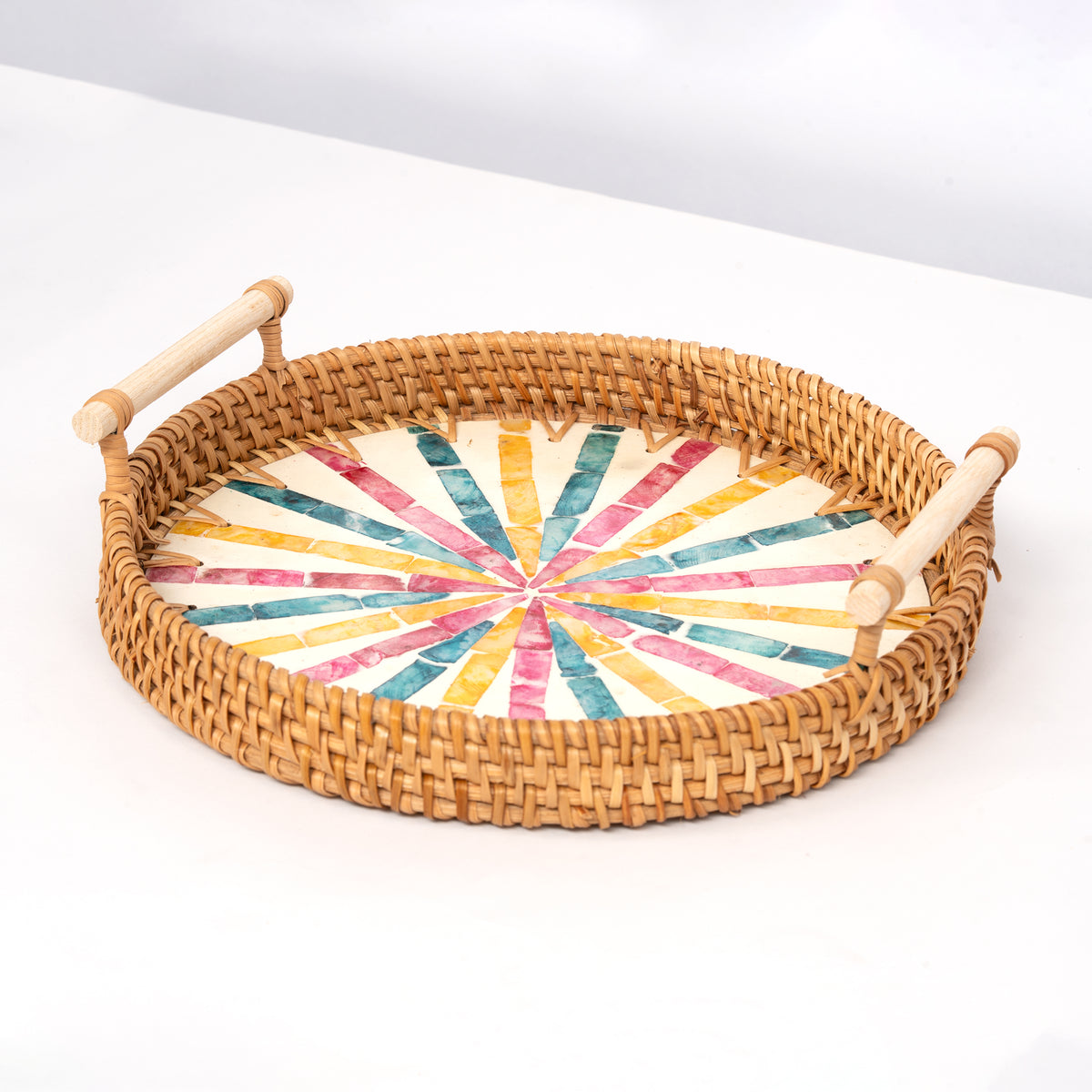 3 Piece Set of Round Serving Tray with Handles - Design B