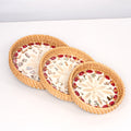 3 Piece Set of Round Rattan Tray - Design C