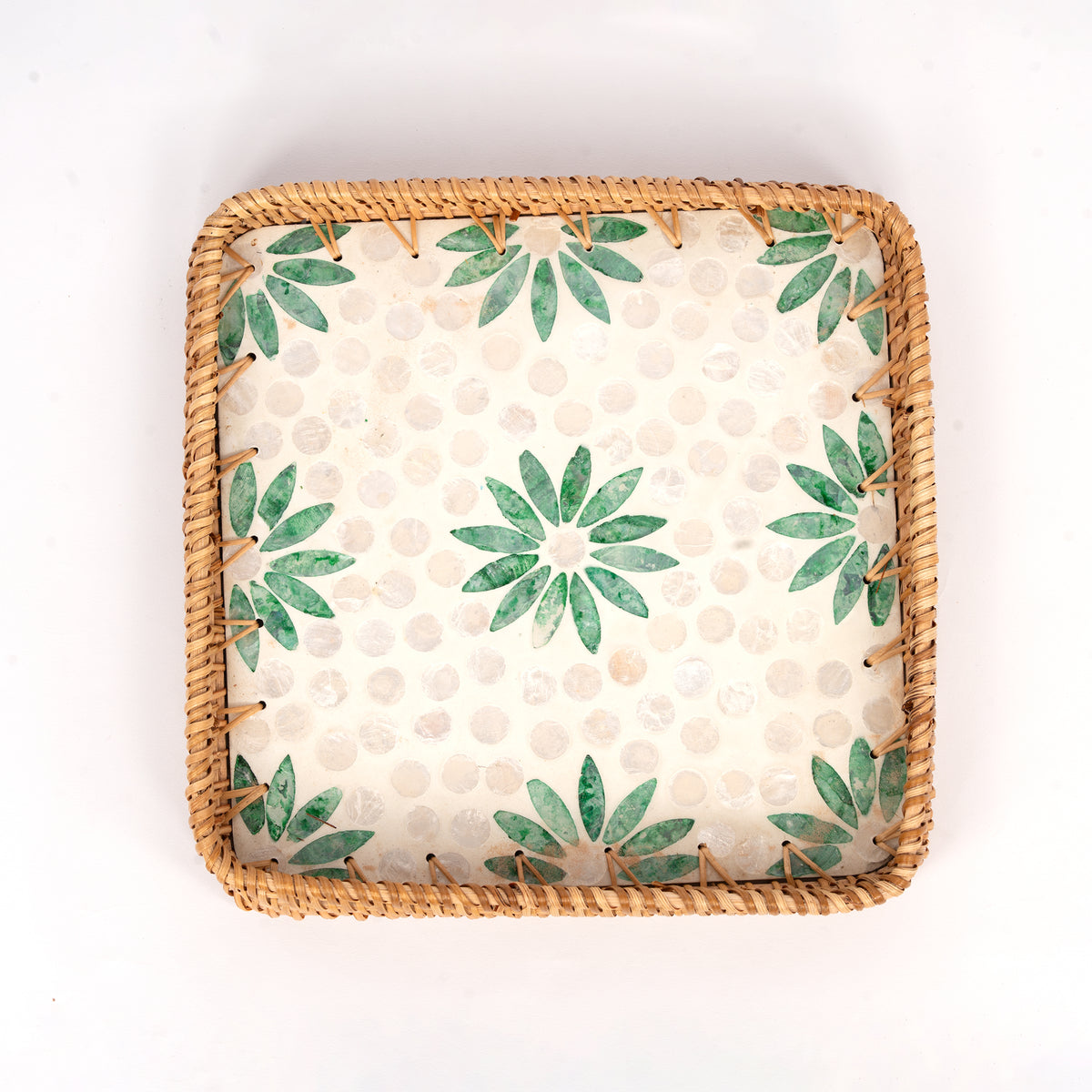 3 Piece Set of Square Rattan Tray - Design E