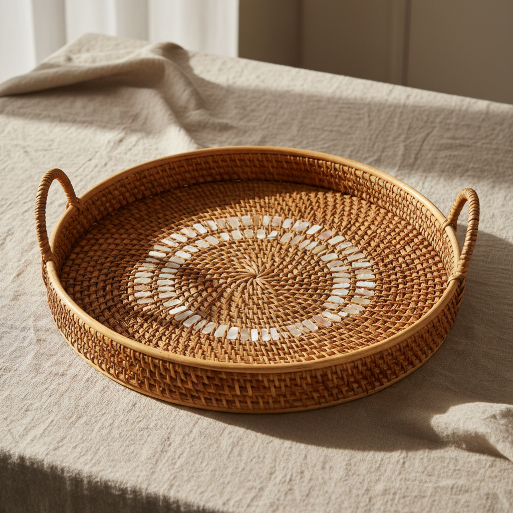 Round Serving Tray with Handles - 3 Set